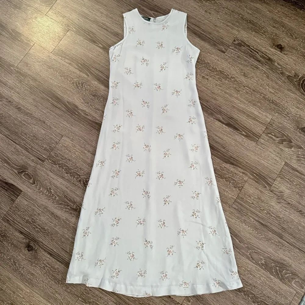 Ralph Lauren Vintage Sleeveless Silk Floral Maxi Dress